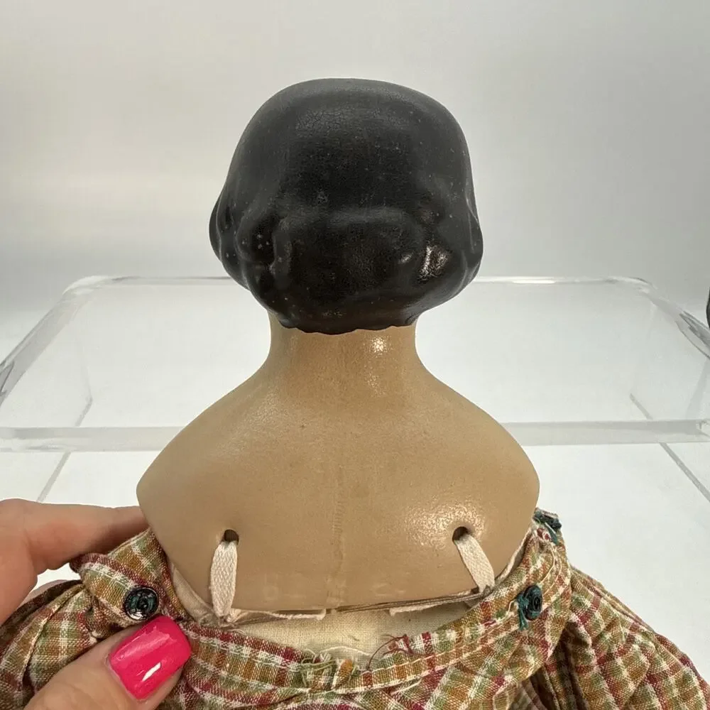 Greiner Reproduction Rag Doll With Papier-Mâché Head -Dress Marked K&K Interiors